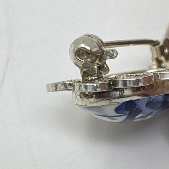 Vintage Delft Holland 800 Silver Filigree Porcelain Oval Brooch Pin Tarnish - Picture 5 of 8